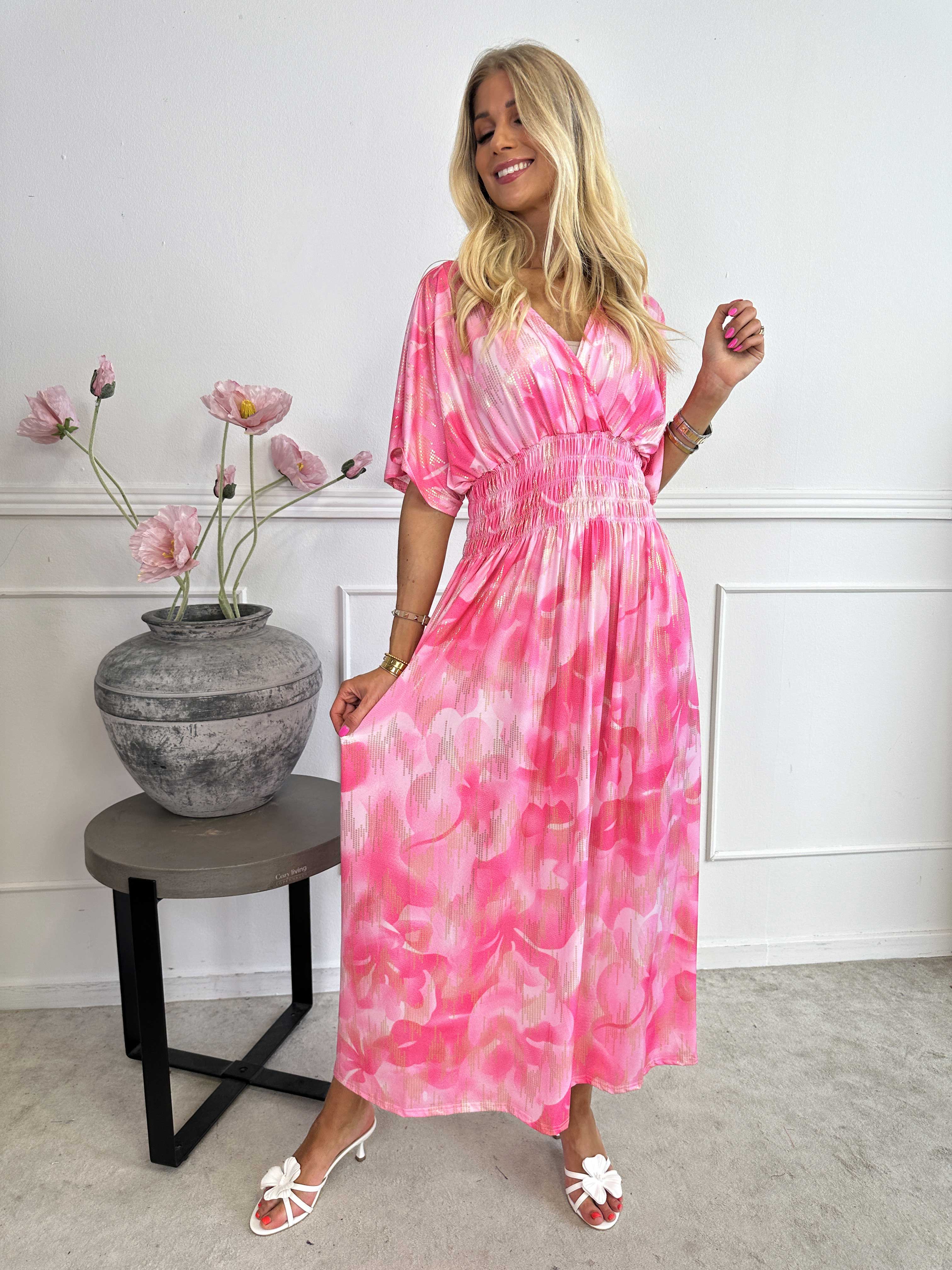 Pams Glamorous - Lang elastisk kjole med fine guld detaljer